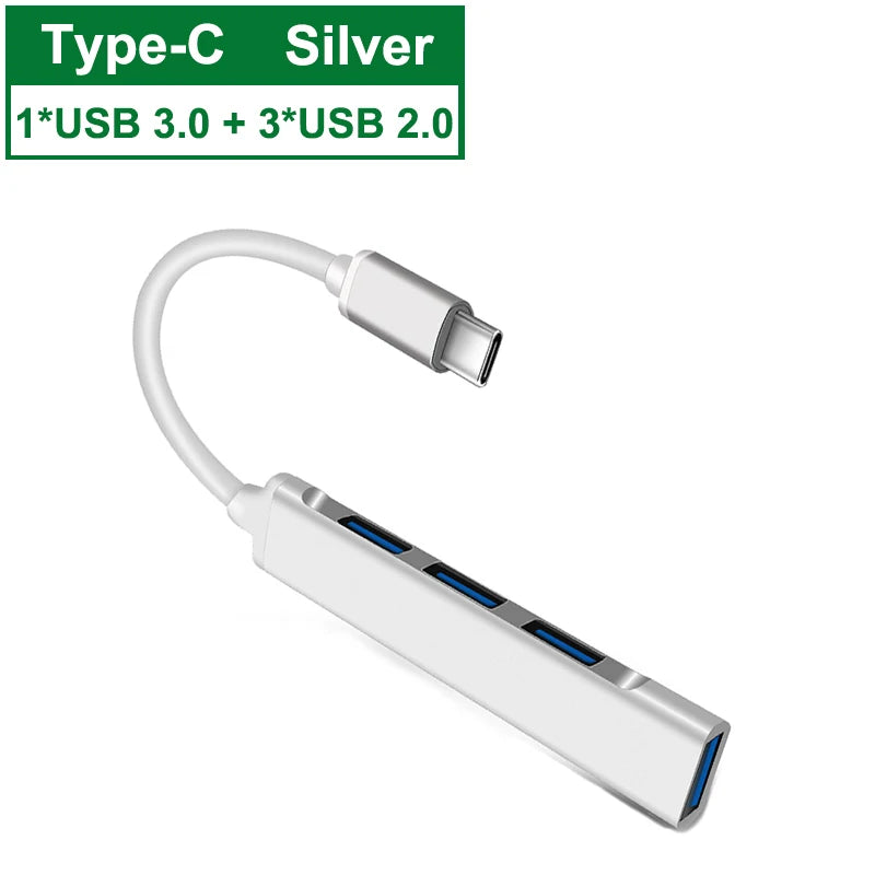 Hub USB-C 4 Portas – Adaptador Multiplicador USB para Notebook, MacBook e PC