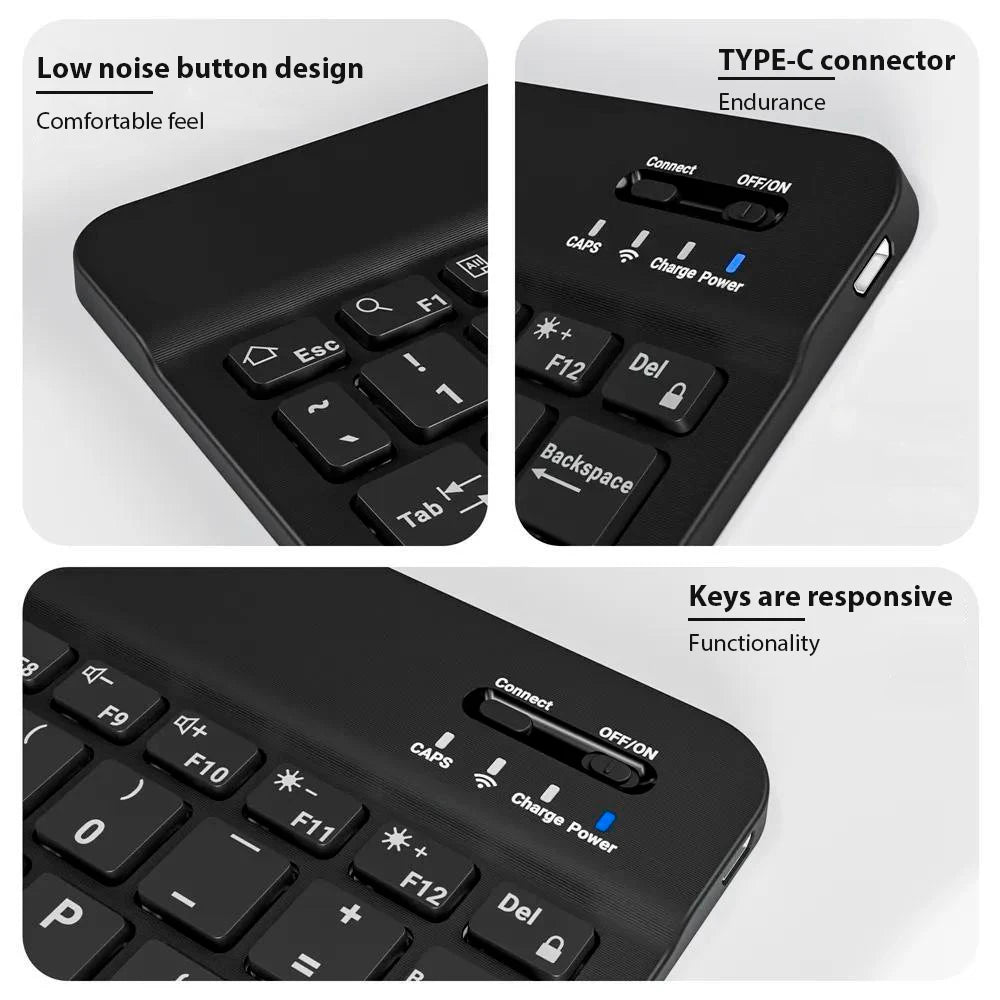Kit Teclado e Mouse Bluetooth EMTRA – Slim, Recarregável para Tablet, iPad e PC