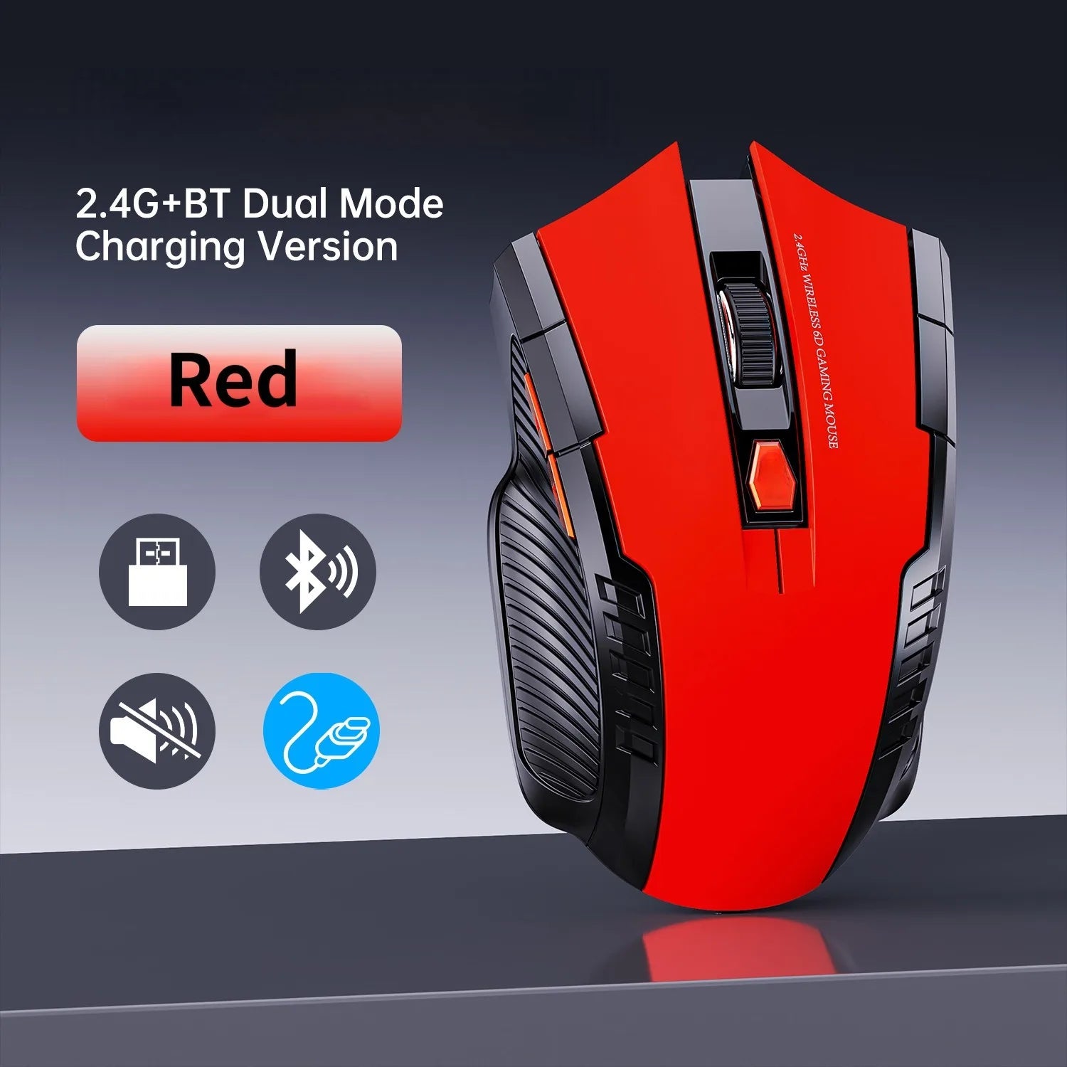 Mouse Sem Fio NexusClick 1600 DPI – 6 Botoes, Silencioso e Recarregavel