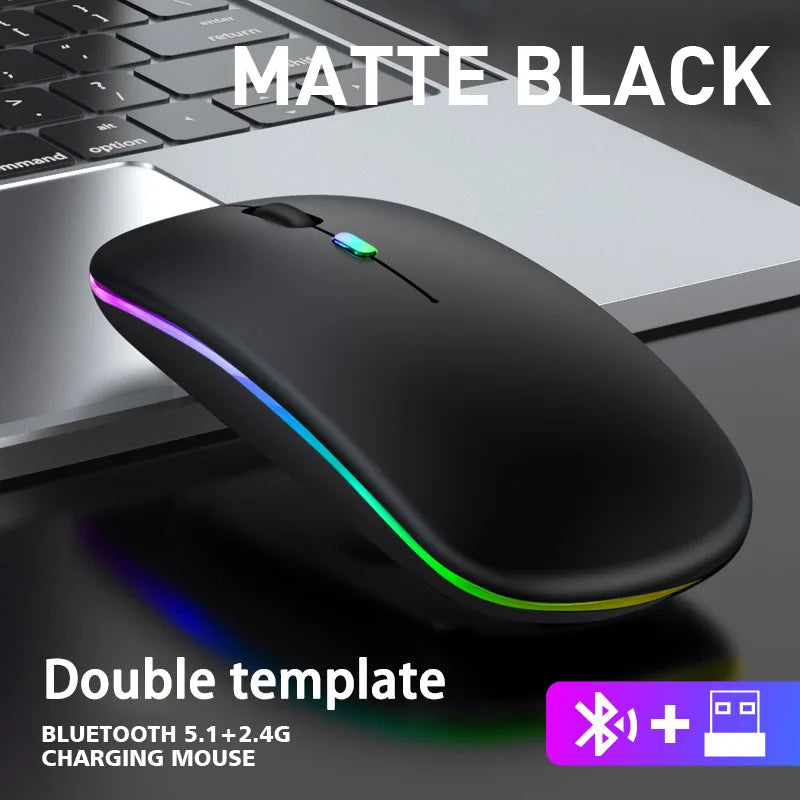 Mouse Sem Fio Bluetooth +  Recarregavel – RGB, Silencioso