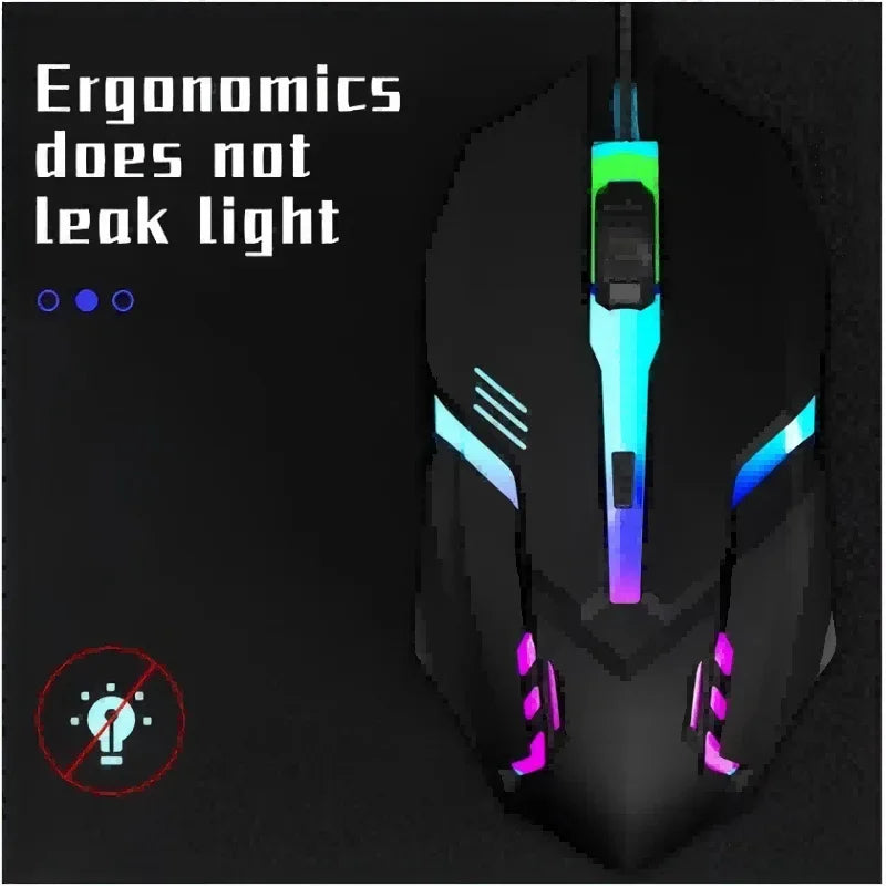 Mouse Gamer RGB com Fio USB – 4 Botoes e Design Ergonomico