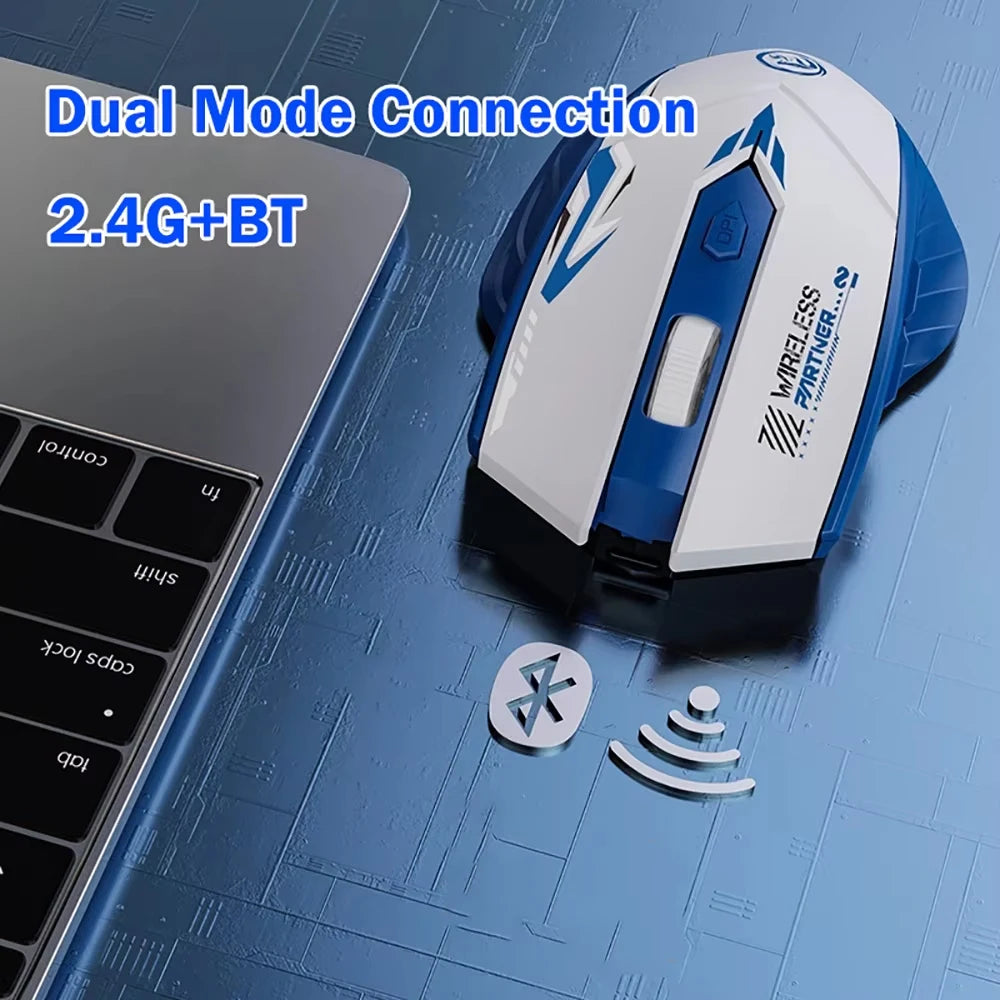 Mouse Sem Fio Dual Mode Bluetooth/Wireless + 2.4GHz – 6 Botoes, 1600 DPI e Recarregavel