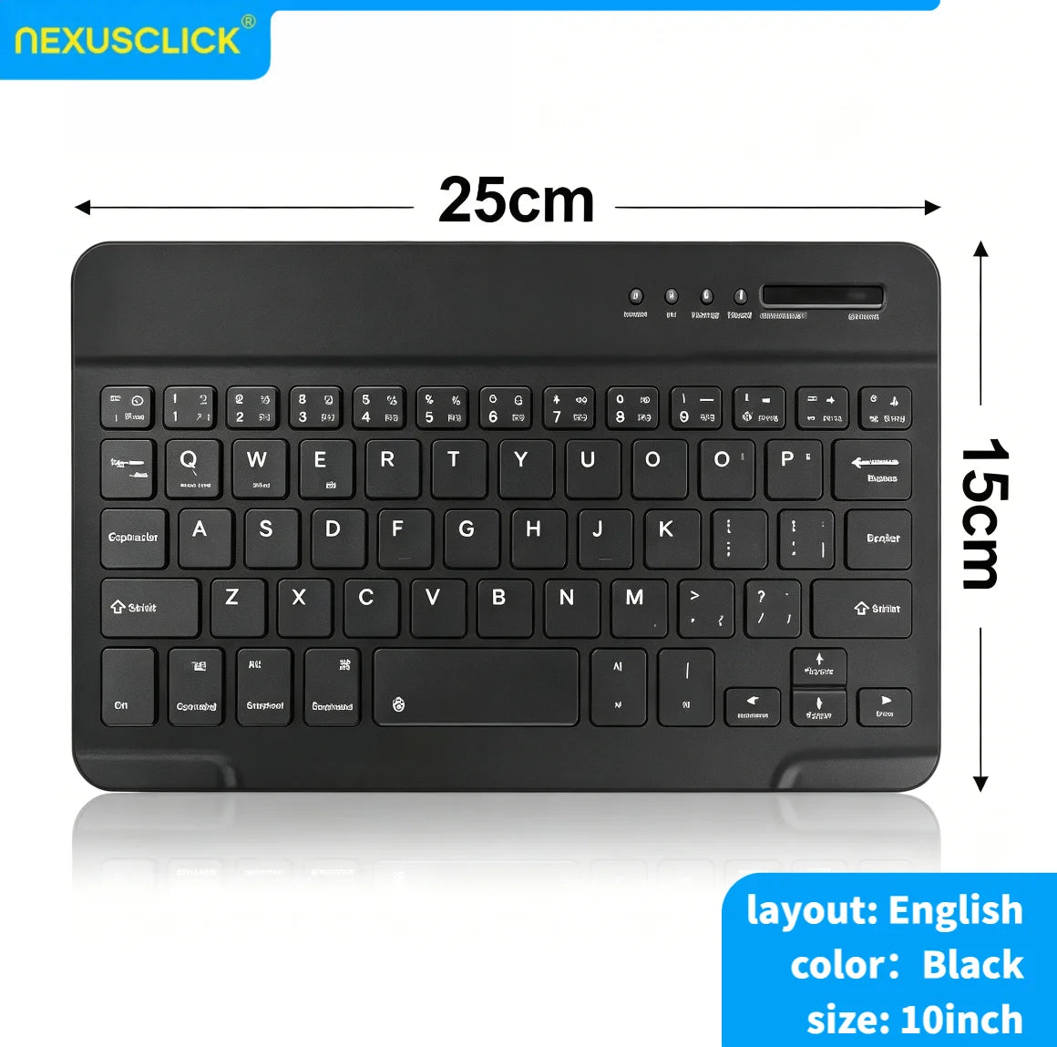 Teclado Bluetooth NexusClick Slim – Compacto e Recarregavel para Tablet, iPad e PC