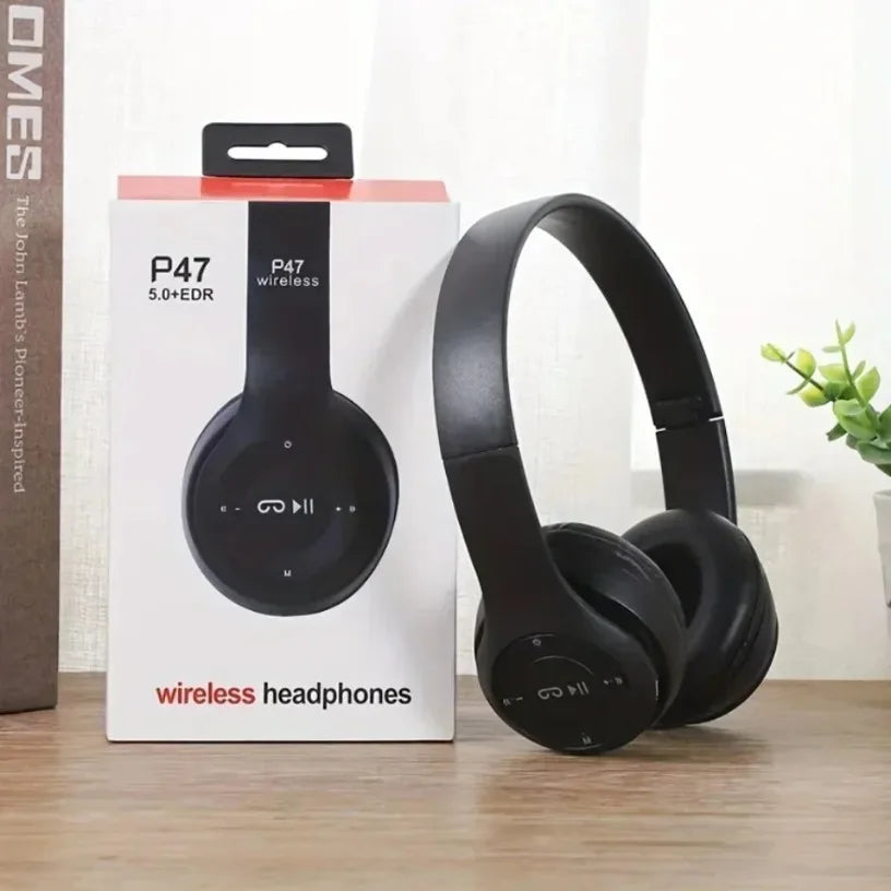 Headset Bluetooth 5.0 P47 Wireless – Dobrável, Estéreo e com Controle de Volume