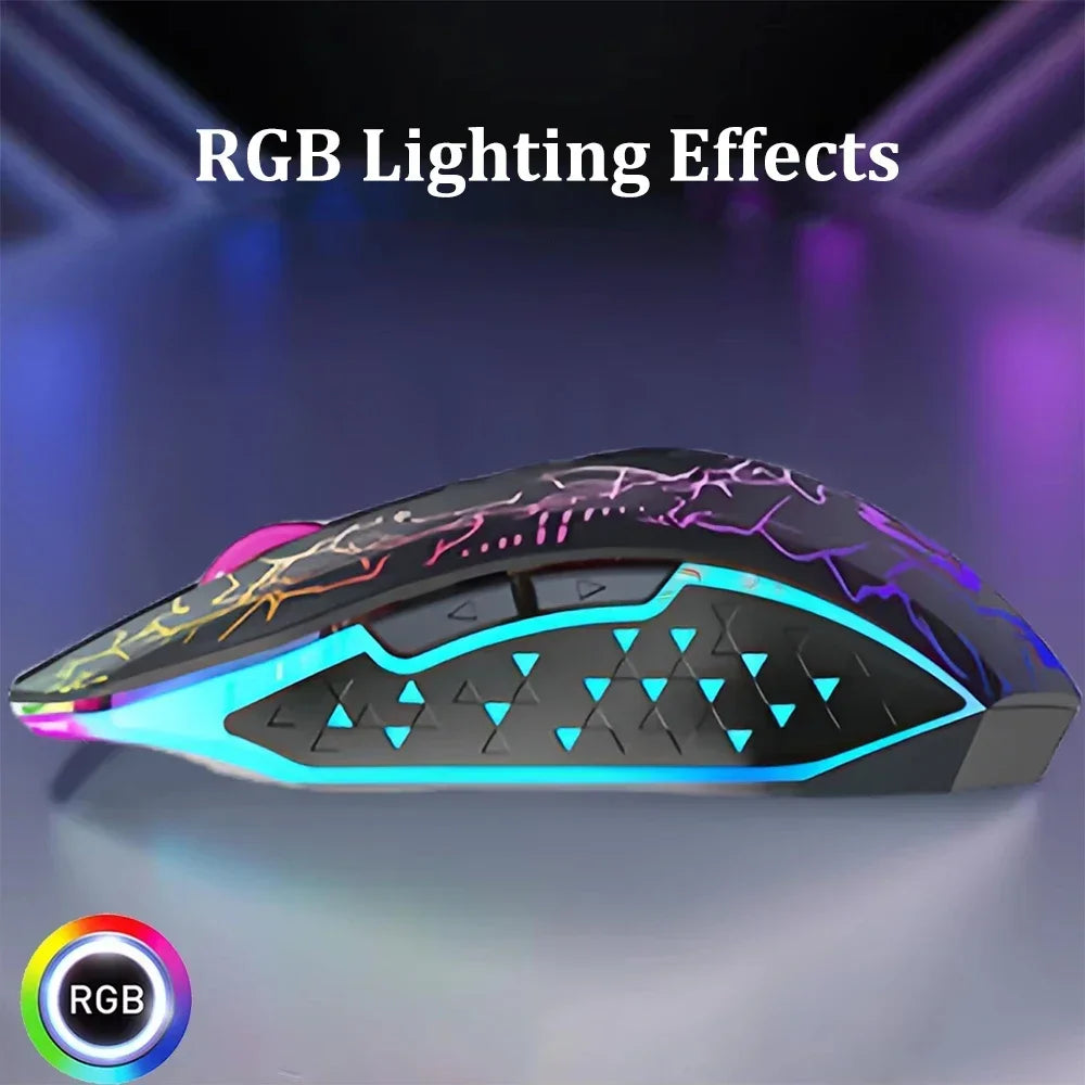 Mouse Sem Fio Bluetooth 5.2 + 2.4GHz RGB – 6 Botoes, 1600 DPI e Recarregavel