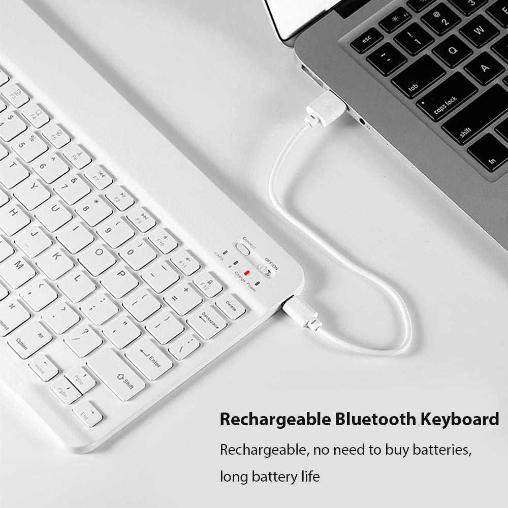 Kit Teclado e Mouse Bluetooth EMTRA – Slim, Recarregável para Tablet, iPad e PC