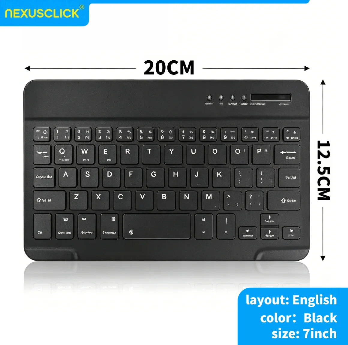 Teclado Bluetooth NexusClick Slim – Compacto e Recarregavel para Tablet, iPad e PC