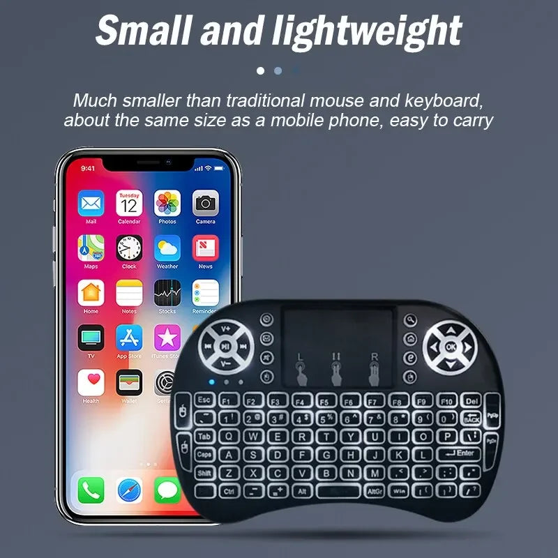 Mini Teclado Sem Fio com Touchpad  – Controle para TV, Box, PC e Smart TV