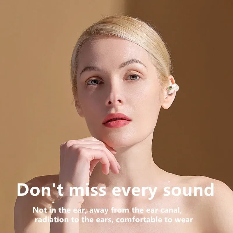 Fone Bluetooth Open-Ear com Encaixe Clip – Sem Fio, Leve e com Microfone