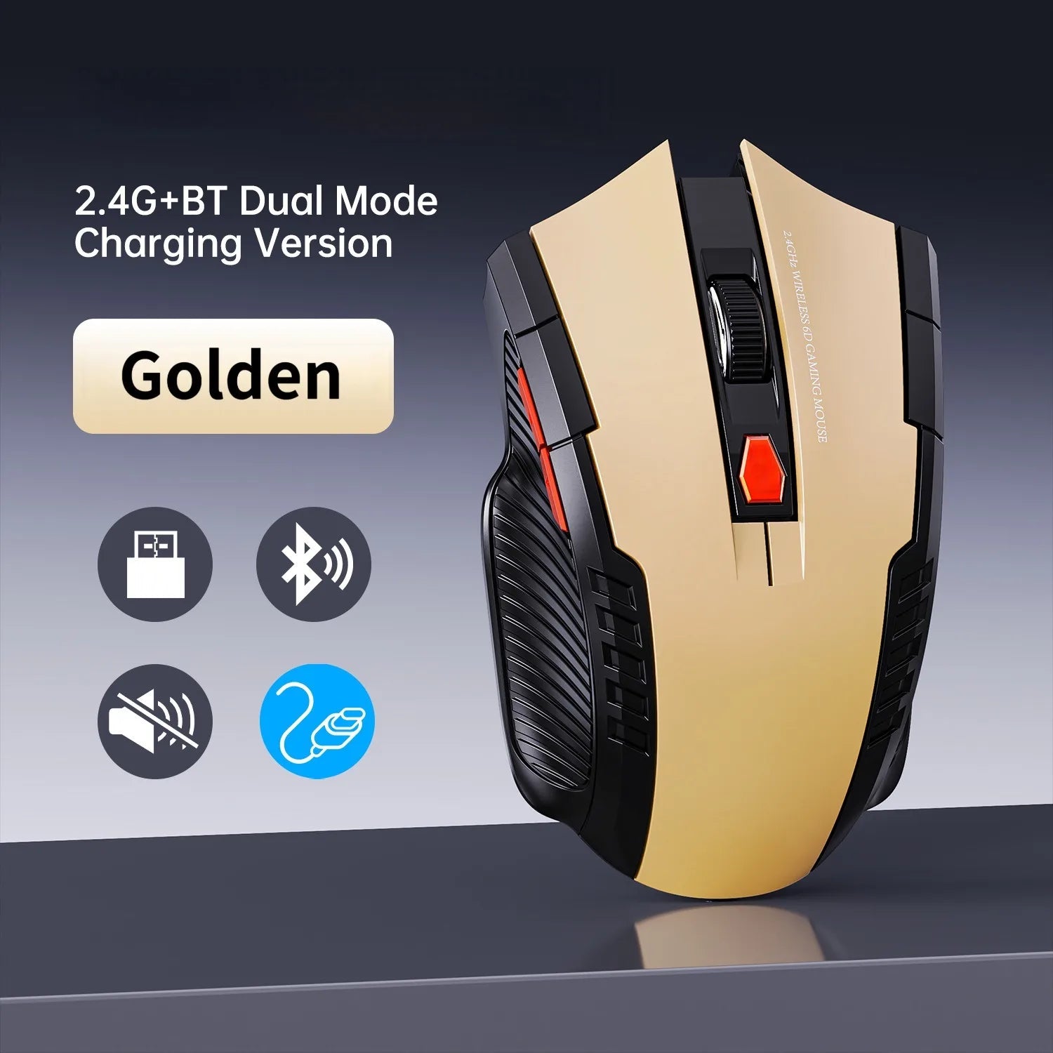 Mouse Sem Fio NexusClick 1600 DPI – 6 Botoes, Silencioso e Recarregavel