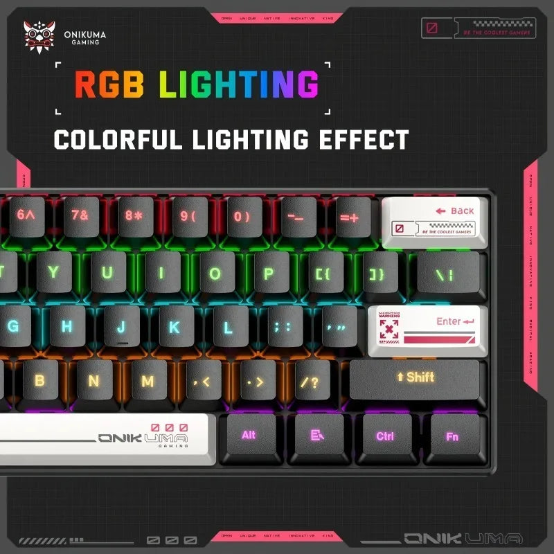 Teclado Mecânico Gamer ONIKUMA G55 – 61 Teclas, Brown Switch e RGB