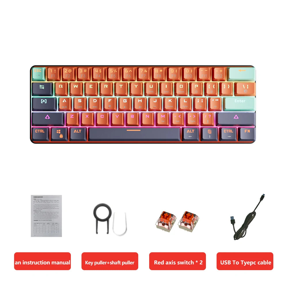 Teclado Mecanico Gamer MUCAI MKA610 (60% compacto) Switch Red, Hot Swap + Led RGB