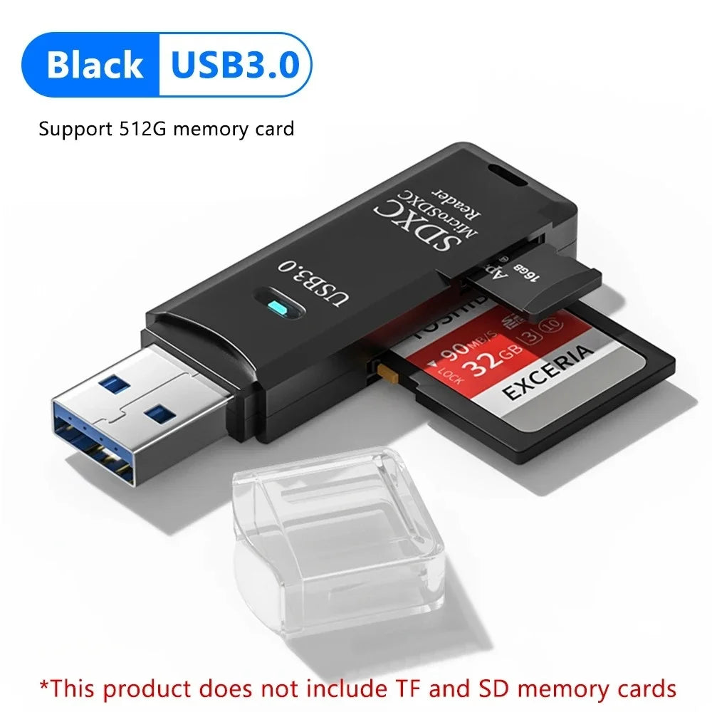 Leitor de Cartao USB 2 em 1 – SD e Micro SD para PC e Notebook