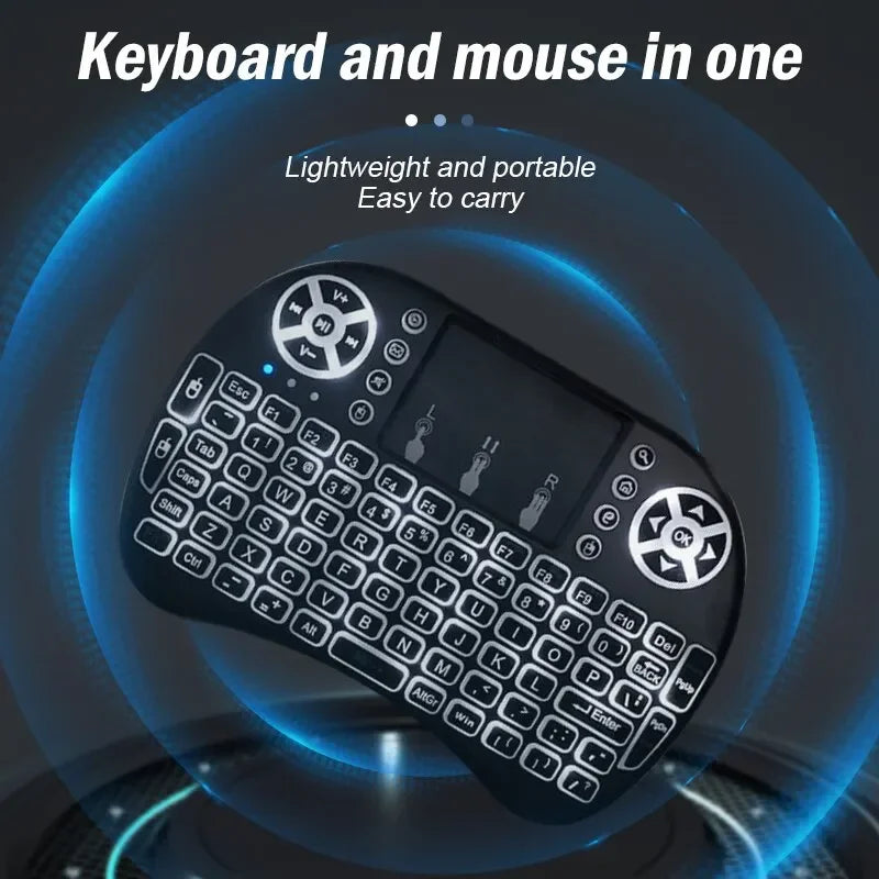 Mini Teclado Sem Fio com Touchpad  – Controle para TV, Box, PC e Smart TV