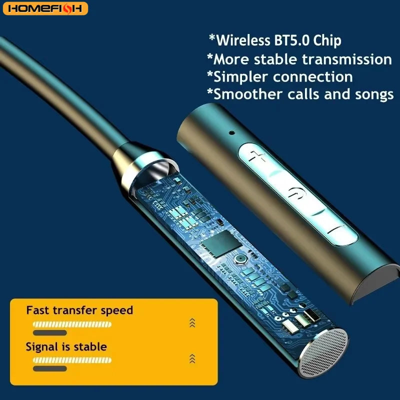 Fone Bluetooth Esportivo HOMEFISH – Neckband Magnético, Microfone e Bluetooth 5.0