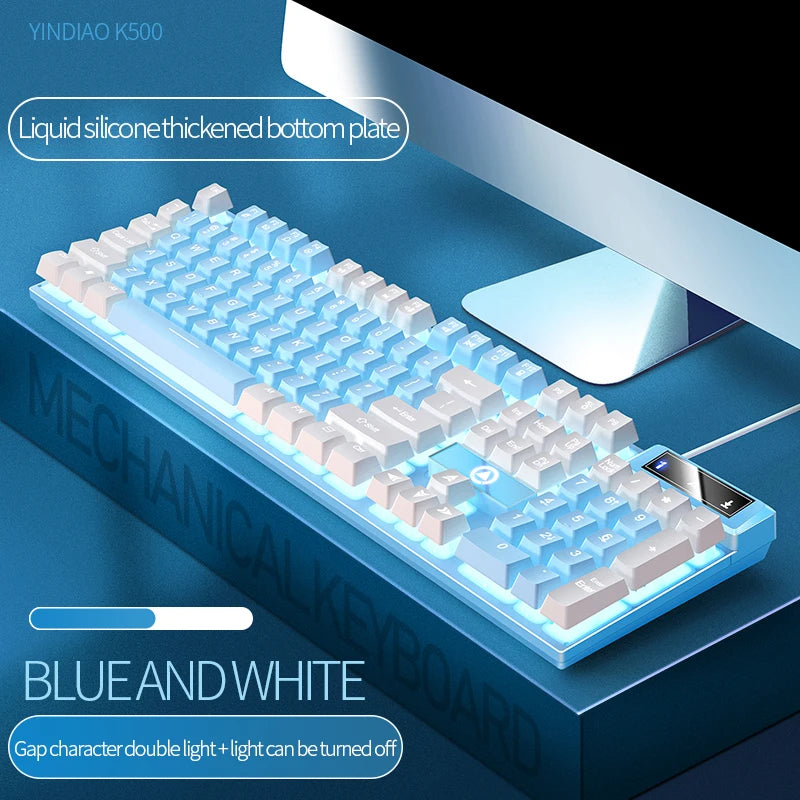 Teclado YINDIAO K500 com Fio – 104 Teclas, Numerico e Perfil Baixo