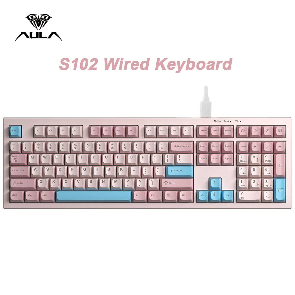 Teclado Gamer AULA S102 RGB – Full Size 108 Teclas, Silencioso e USB