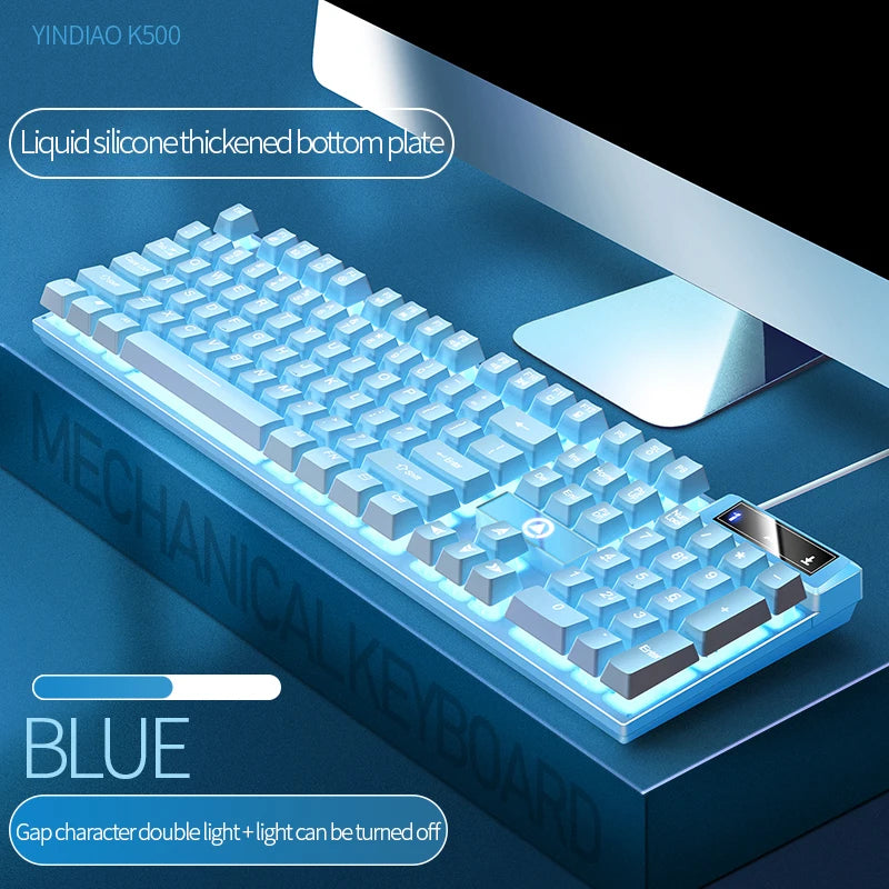 Teclado YINDIAO K500 com Fio – 104 Teclas, Numerico e Perfil Baixo