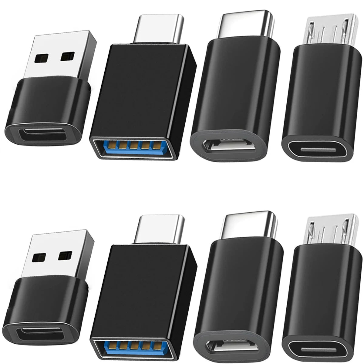 Kit 8 Adaptadores USB e USB-C – Conversores Compactos para PC, Notebook e Acessorios