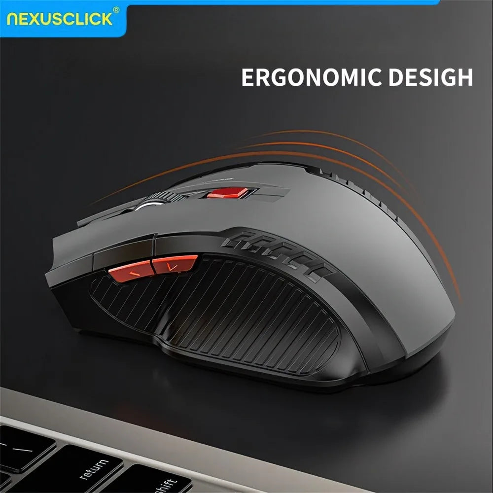 Mouse Sem Fio NexusClick 1600 DPI – 6 Botoes, Silencioso e Recarregavel