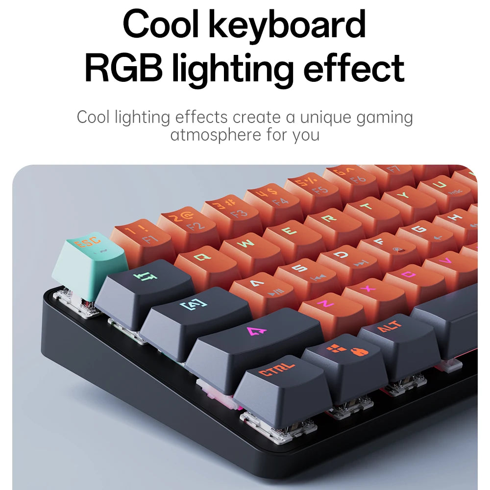 Teclado Mecanico Gamer MUCAI MKA610 (60% compacto) Switch Red, Hot Swap + Led RGB
