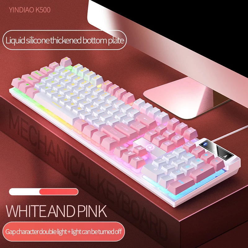 Teclado YINDIAO K500 com Fio – 104 Teclas, Numerico e Perfil Baixo