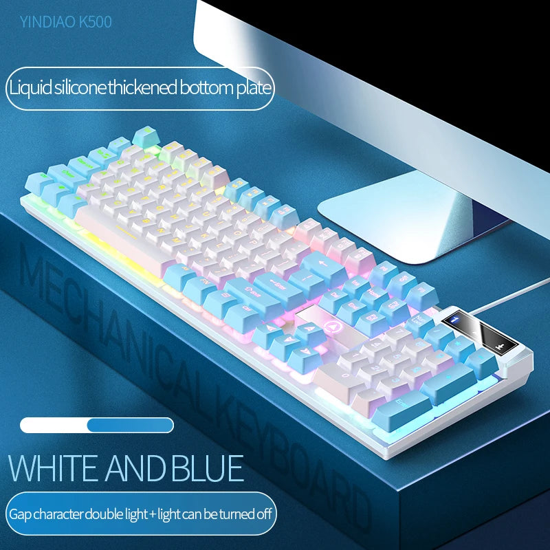 Teclado YINDIAO K500 com Fio – 104 Teclas, Numerico e Perfil Baixo