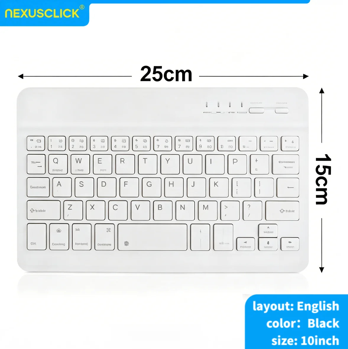 Teclado Bluetooth NexusClick Slim – Compacto e Recarregavel para Tablet, iPad e PC