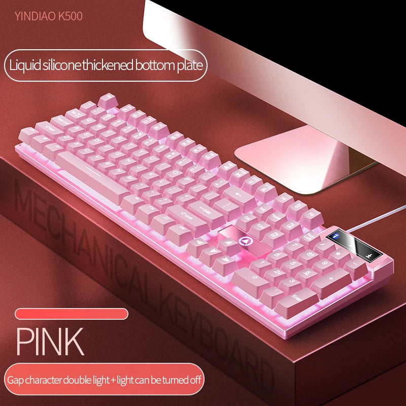 Teclado YINDIAO K500 com Fio – 104 Teclas, Numerico e Perfil Baixo
