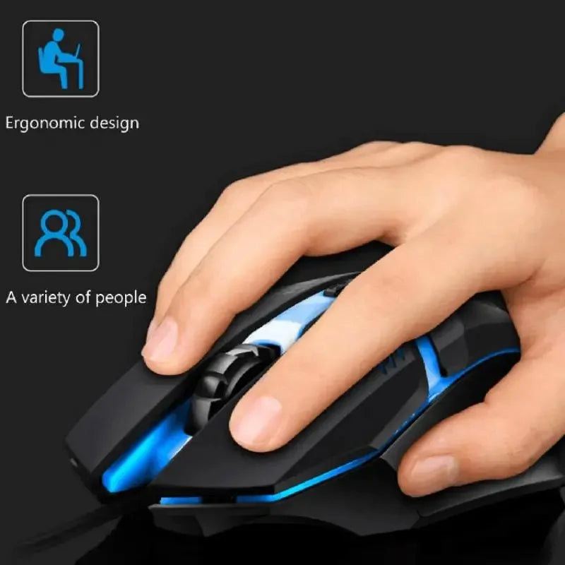Mouse Gamer RGB com Fio USB – 4 Botoes e Design Ergonomico