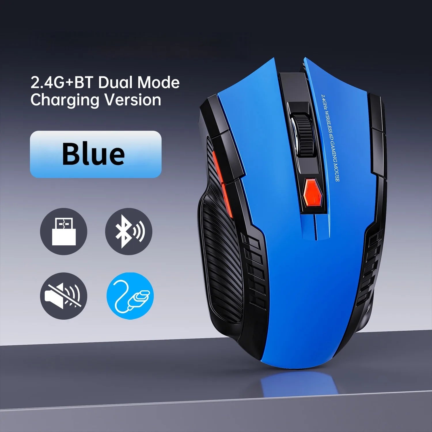 Mouse Sem Fio NexusClick 1600 DPI – 6 Botoes, Silencioso e Recarregavel