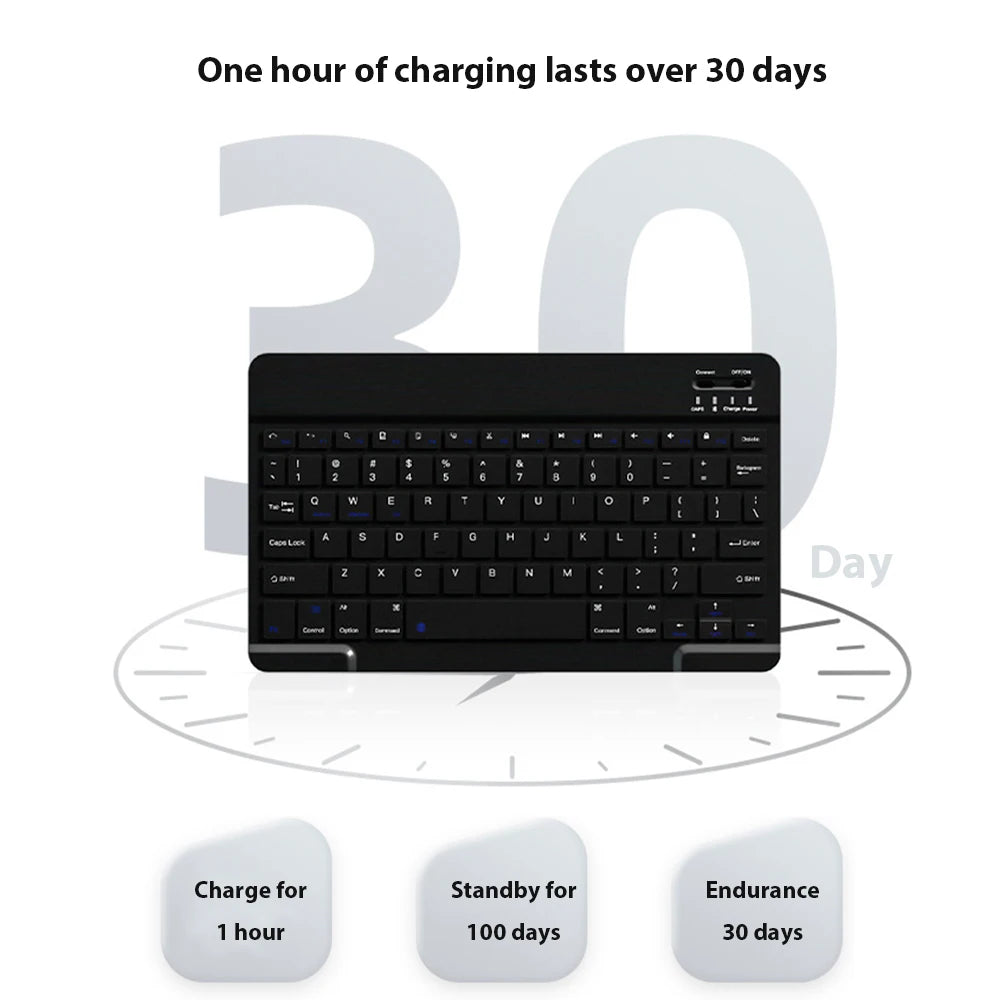 Kit Teclado e Mouse Bluetooth EMTRA – Slim, Recarregável para Tablet, iPad e PC