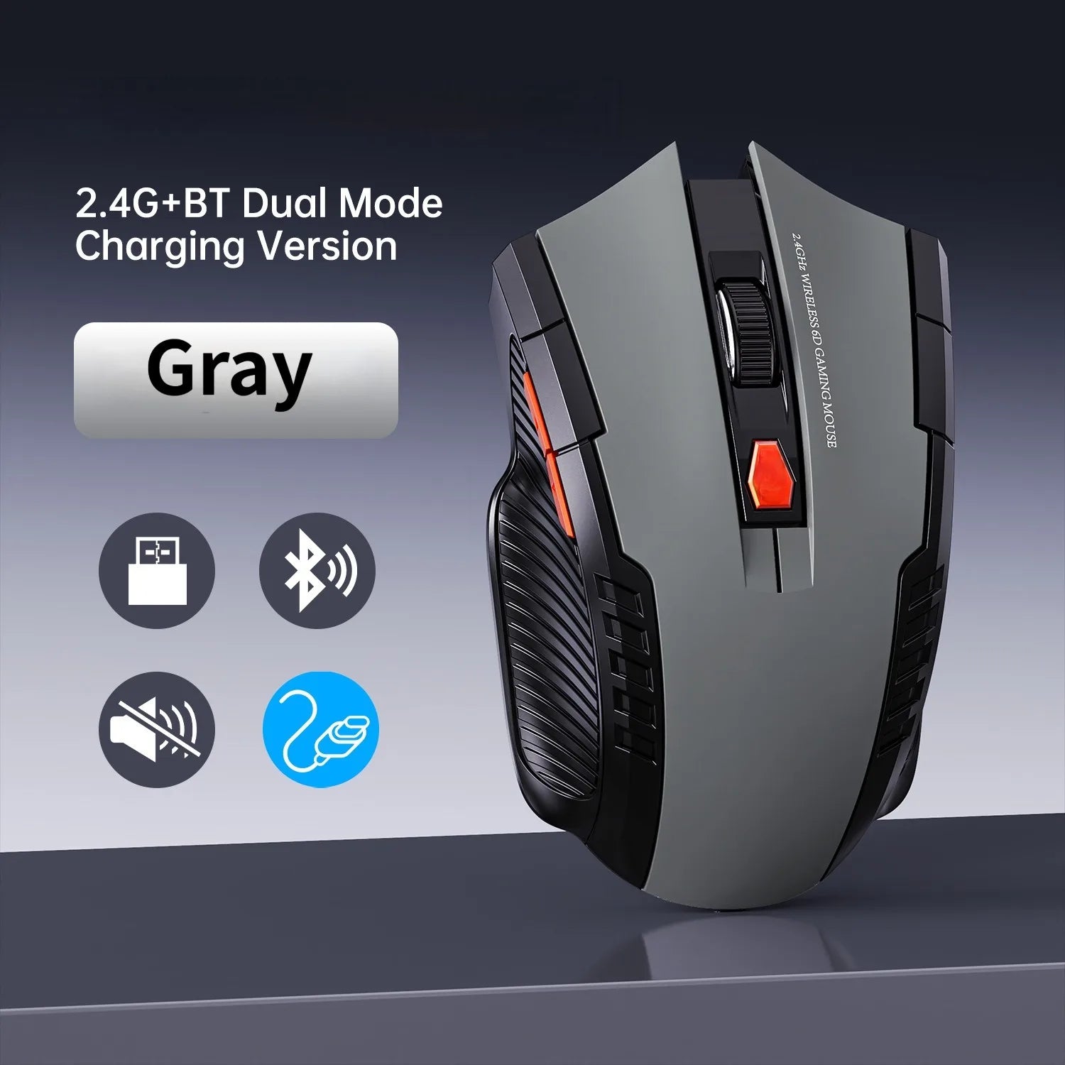 Mouse Sem Fio NexusClick 1600 DPI – 6 Botoes, Silencioso e Recarregavel