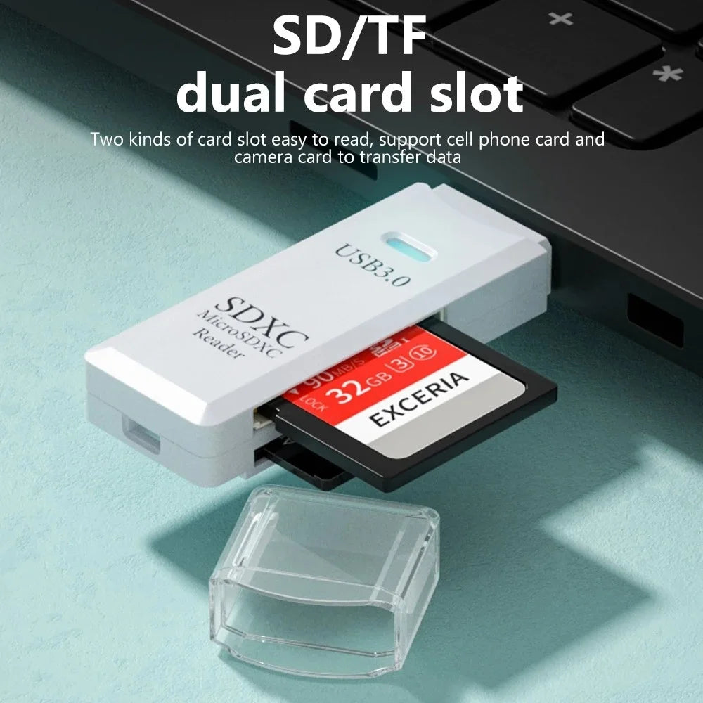 Leitor de Cartao USB 2 em 1 – SD e Micro SD para PC e Notebook