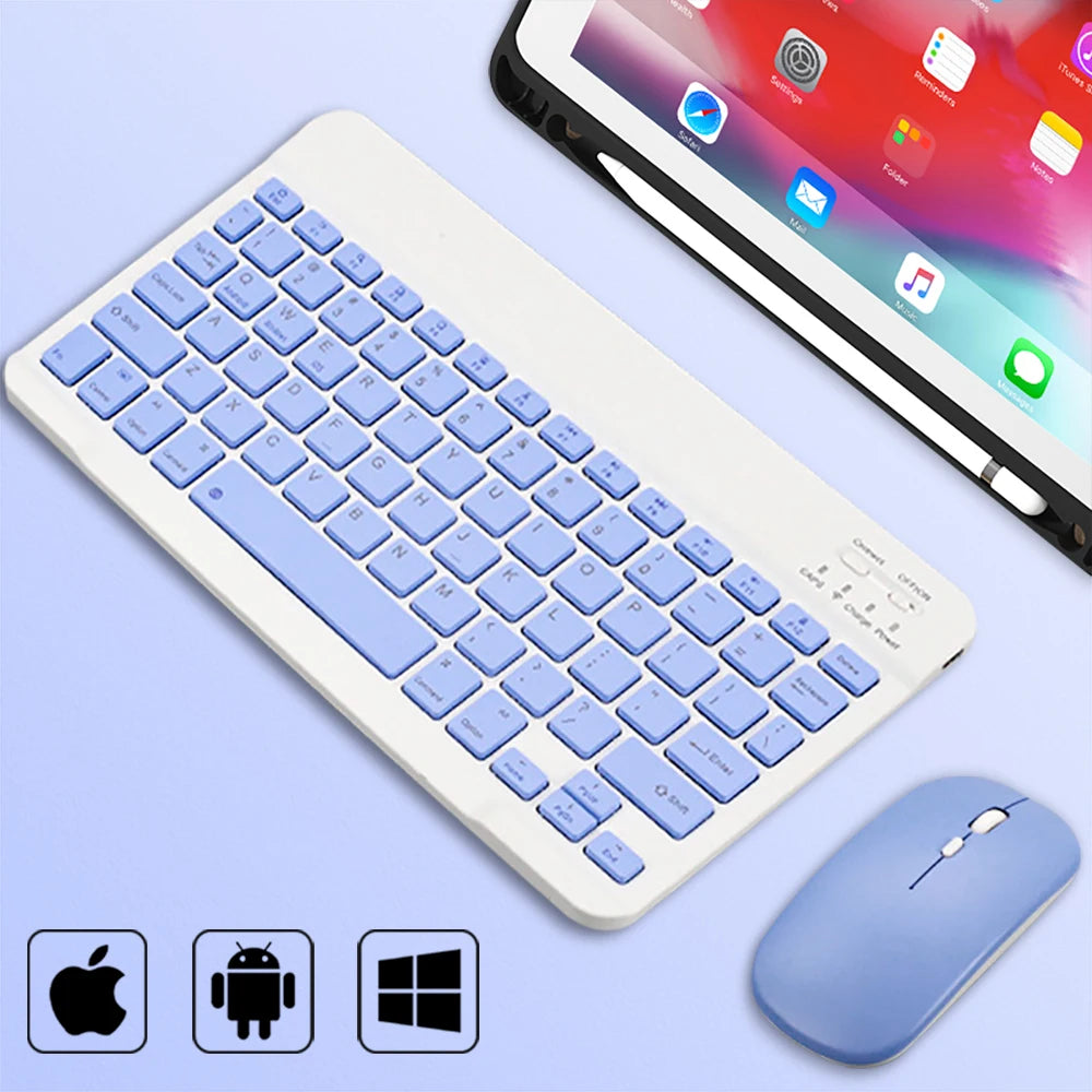 Kit Teclado e Mouse Bluetooth EMTRA – Slim, Recarregável para Tablet, iPad e PC