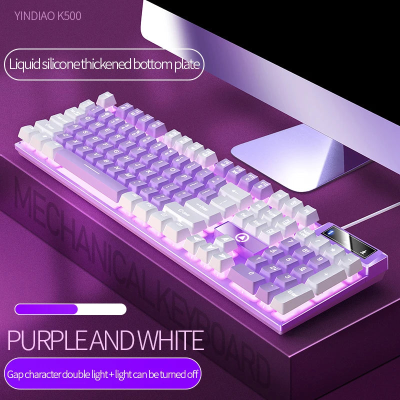 Teclado YINDIAO K500 com Fio – 104 Teclas, Numerico e Perfil Baixo