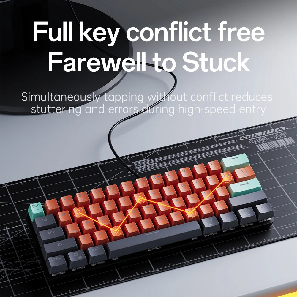 Teclado Mecanico Gamer MUCAI MKA610 (60% compacto) Switch Red, Hot Swap + Led RGB
