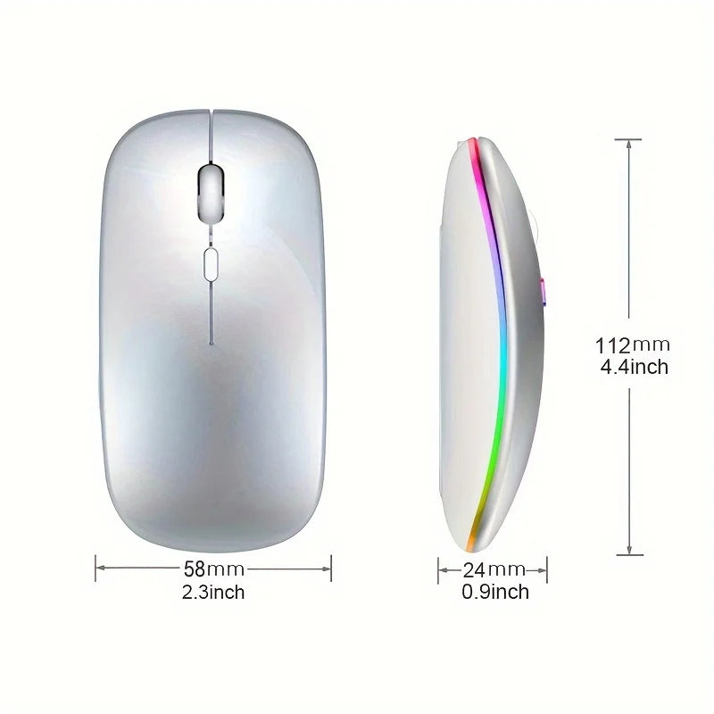 Mouse Sem Fio Bluetooth +  Recarregavel – RGB, Silencioso