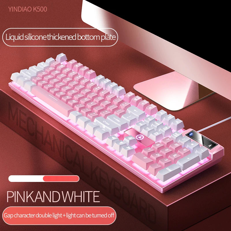 Teclado YINDIAO K500 com Fio – 104 Teclas, Numerico e Perfil Baixo
