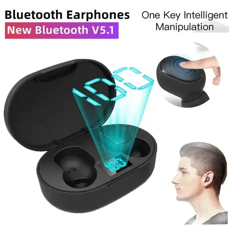 Fone Bluetooth TWS E6S – Sem Fio, com Microfone e Estojo de Carregamento