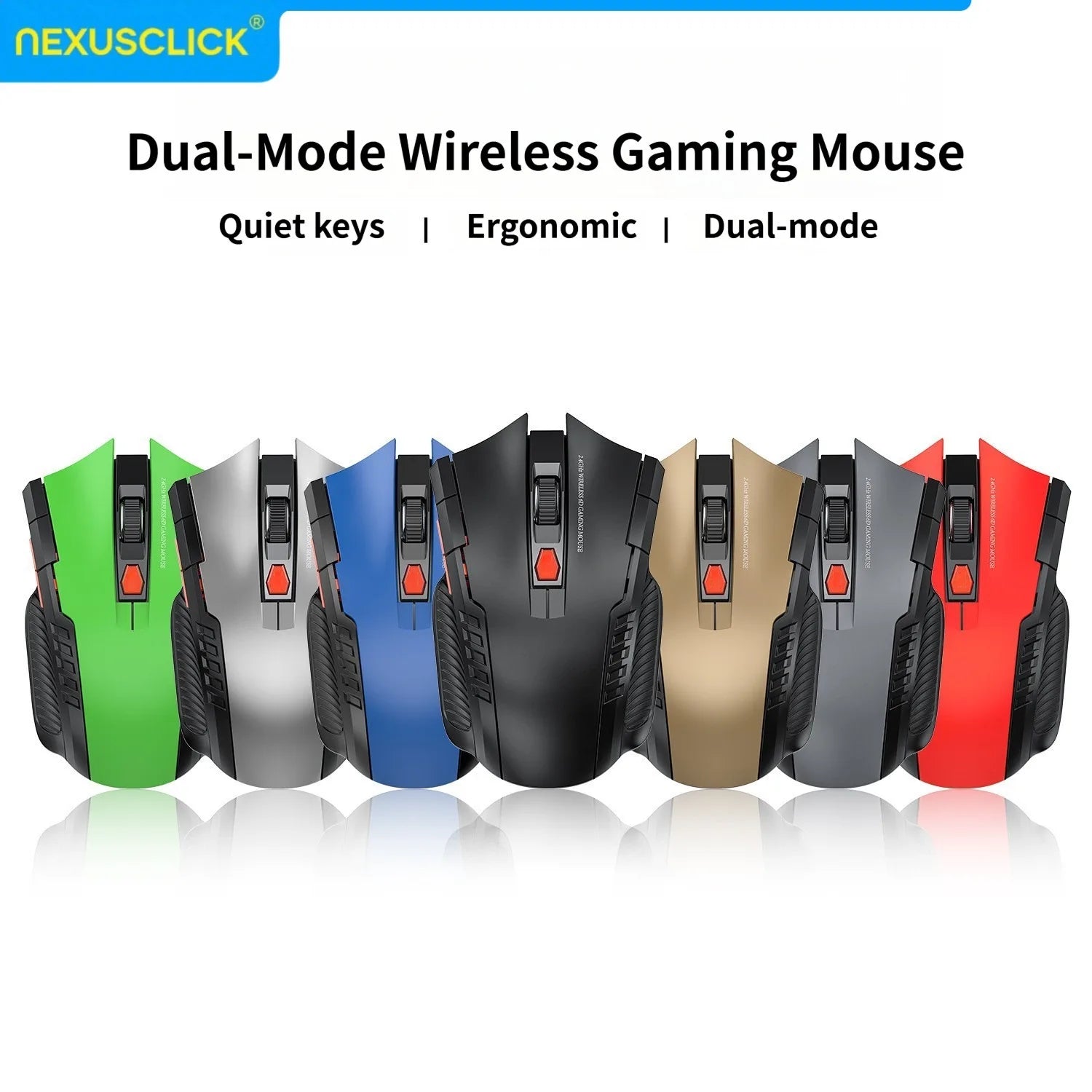 Mouse Sem Fio NexusClick 1600 DPI – 6 Botoes, Silencioso e Recarregavel