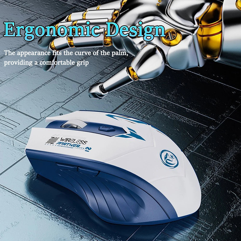 Mouse Sem Fio Dual Mode Bluetooth/Wireless + 2.4GHz – 6 Botoes, 1600 DPI e Recarregavel