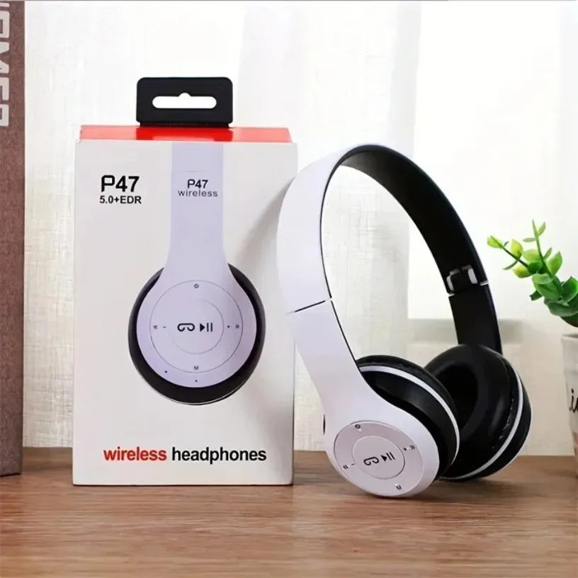 Headset Bluetooth 5.0 P47 Wireless – Dobrável, Estéreo e com Controle de Volume