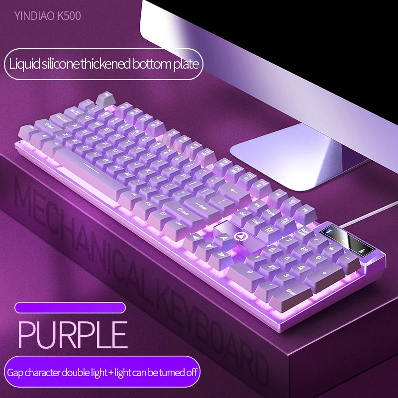 Teclado YINDIAO K500 com Fio – 104 Teclas, Numerico e Perfil Baixo