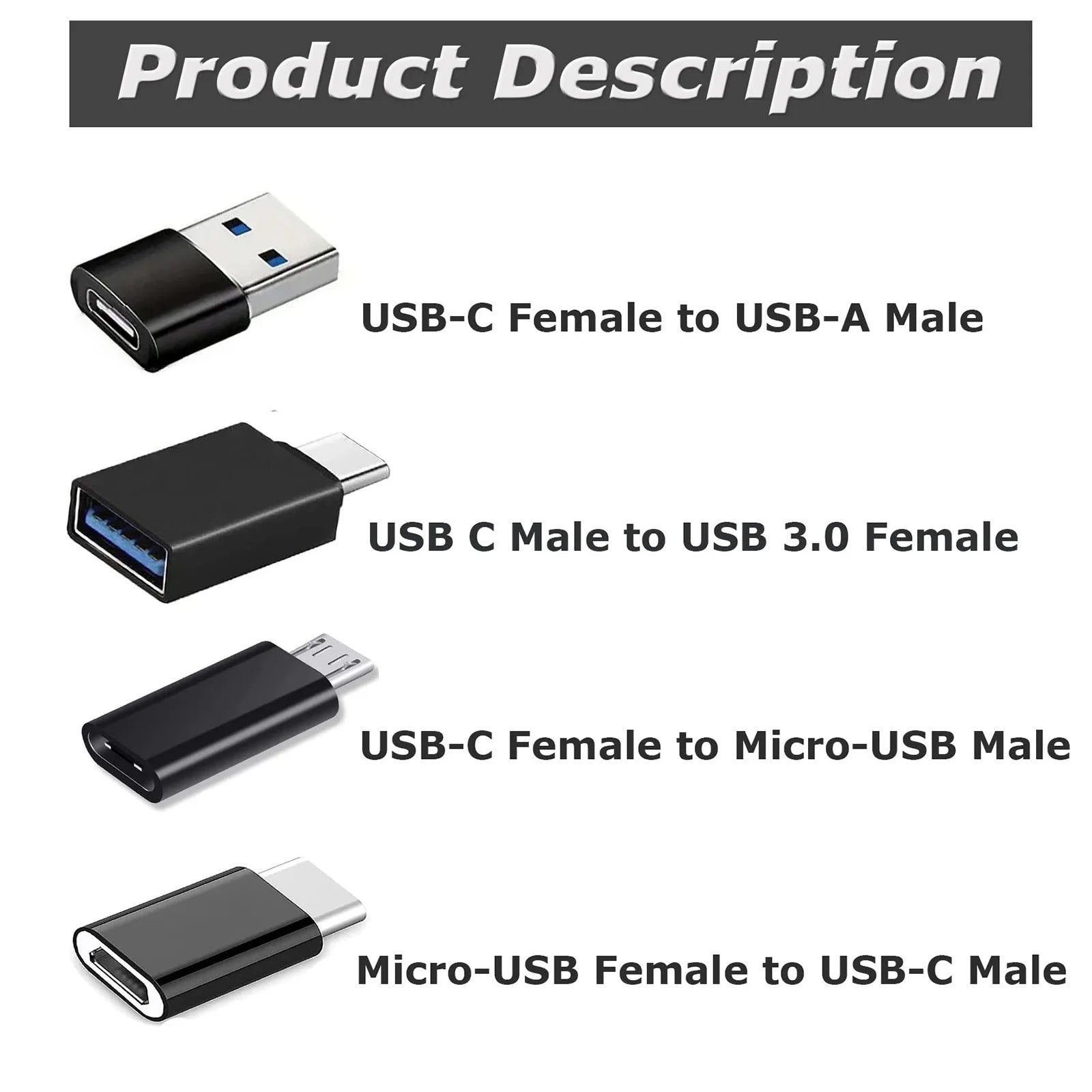Kit 8 Adaptadores USB e USB-C – Conversores Compactos para PC, Notebook e Acessorios
