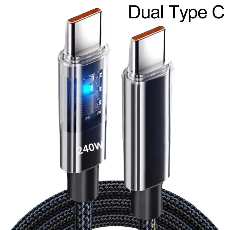 Cabo USB-C com Display Digital LED – Carga Rapida 5A e Nylon Reforcado