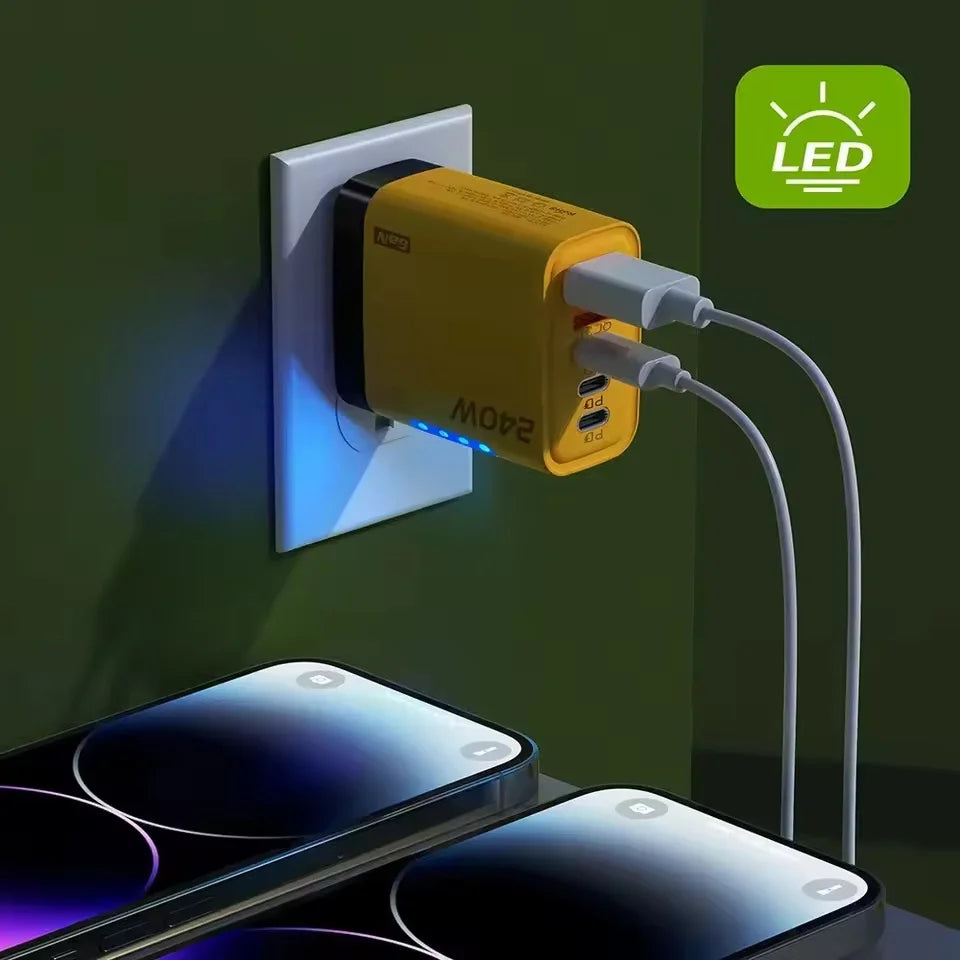 Carregador GaN 5 em 1 de Mesa 240W – USB-C, Carga Rapida e Multiplas Portas