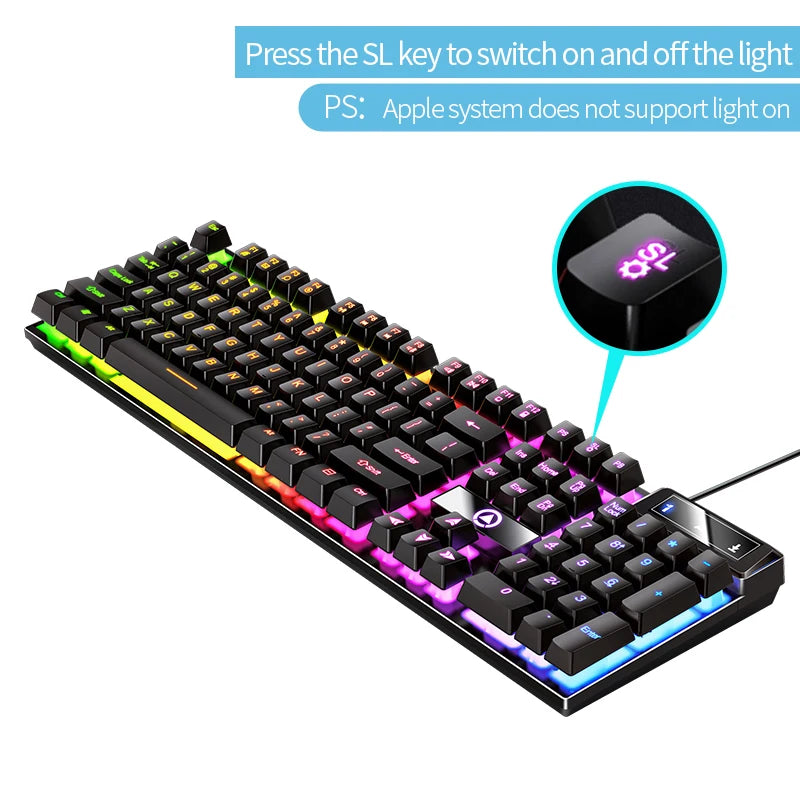 Kit Teclado e Mouse Gamer YINDIAO com LED – 104 Teclas e USB
