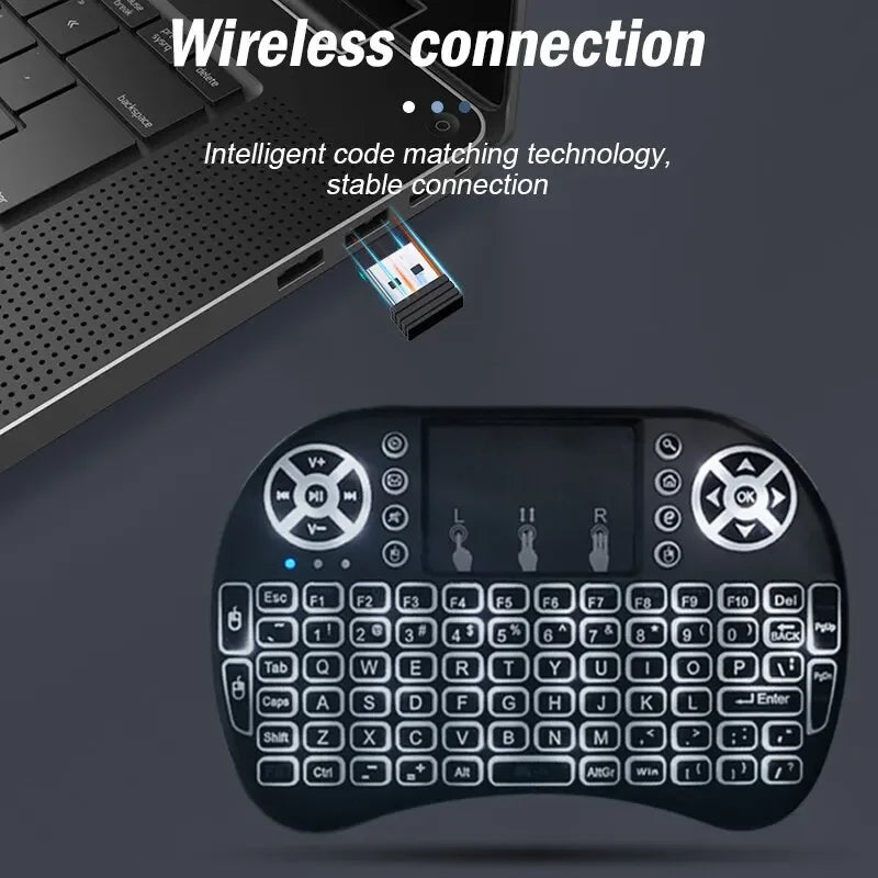 Mini Teclado Sem Fio com Touchpad  – Controle para TV, Box, PC e Smart TV