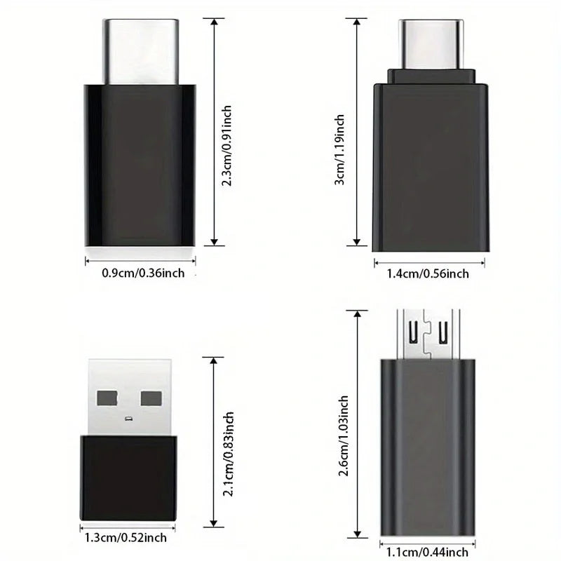 Kit 8 Adaptadores USB e USB-C – Conversores Compactos para PC, Notebook e Acessorios